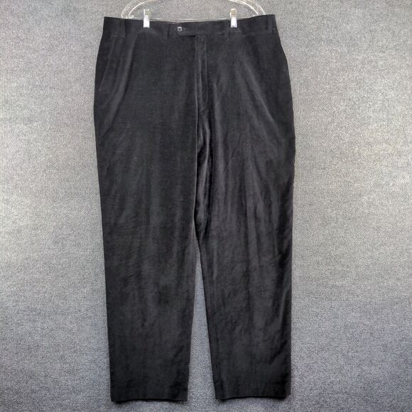 Sean John Men's Dress Pants Size 40x32 Black Flat Front Slash Pocket Cotton - Picture 2 of 10